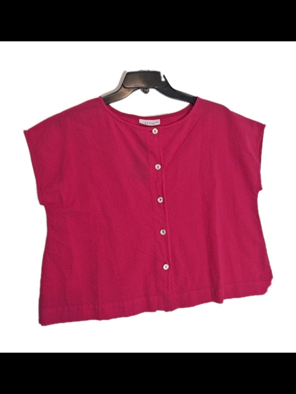 Bryn Walker Size XXS Pink Bessie Top Button Front Boxy Blouse Short Sleeve 44